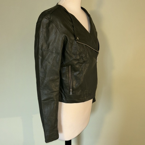 LOFT deep olive green faux leather jacket women’s size 0 - Picture 8 of 11